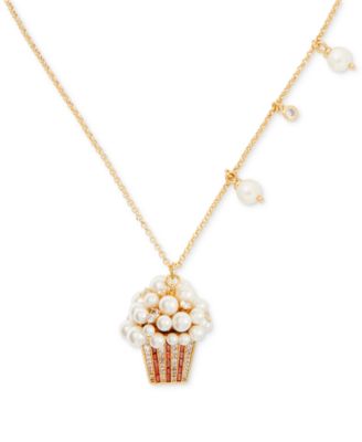 Kate Spade New York Gold-Tone Crystal & Imitation Pearl Popcorn Pendant ...