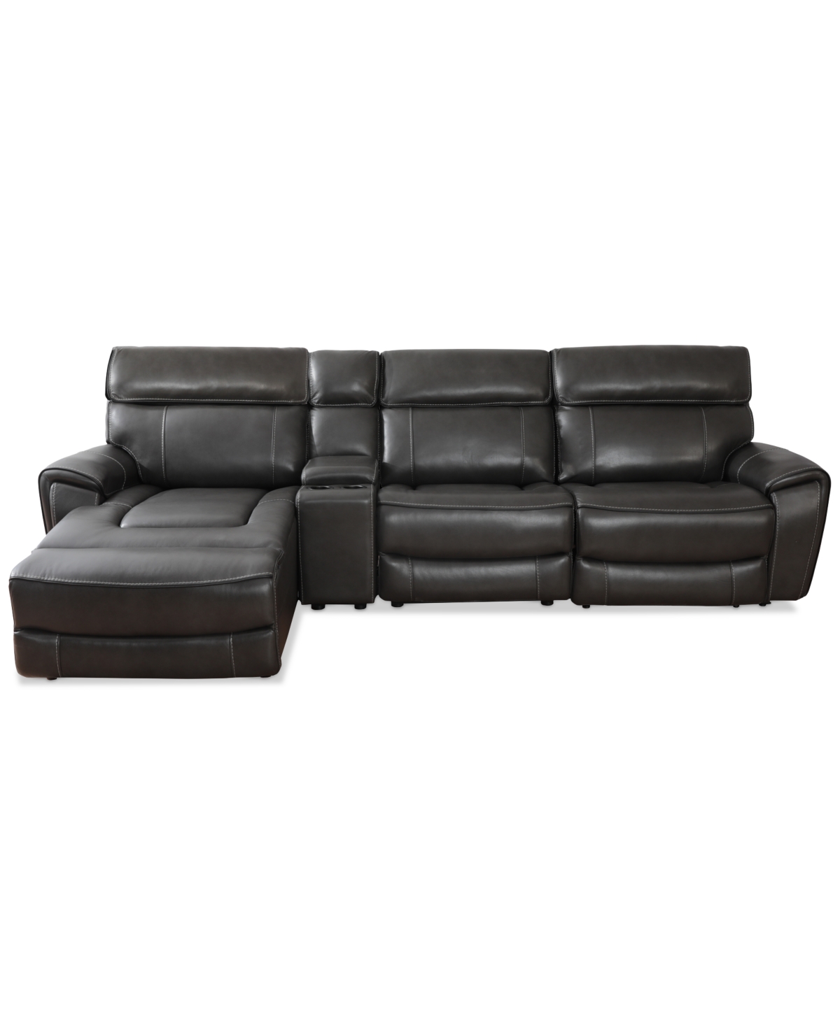 Hutchenson 4-Pc. Zero Gravity Leather Sectional with 2 Power Recliners, Chaise and Console, Created for Macy's