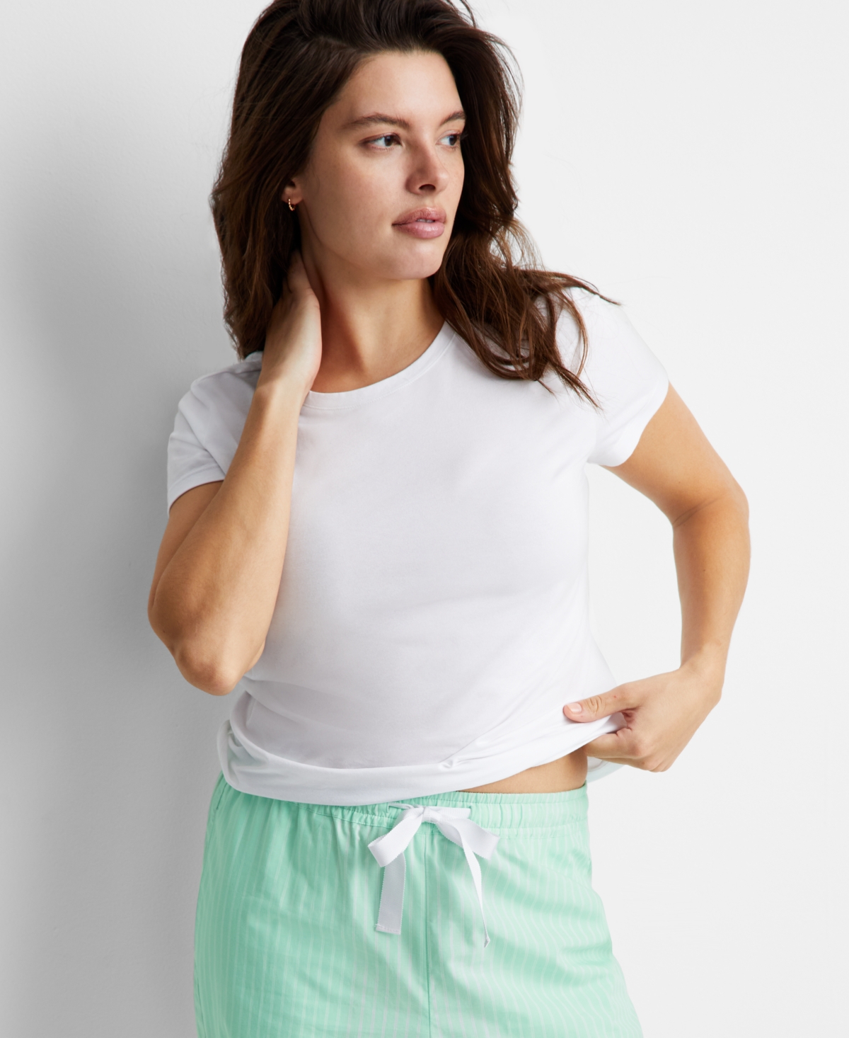 State Of Day Women's Cotton Blend Short-sleeve Sleep Tee Xs-3x, Created For Macy's In Bright White