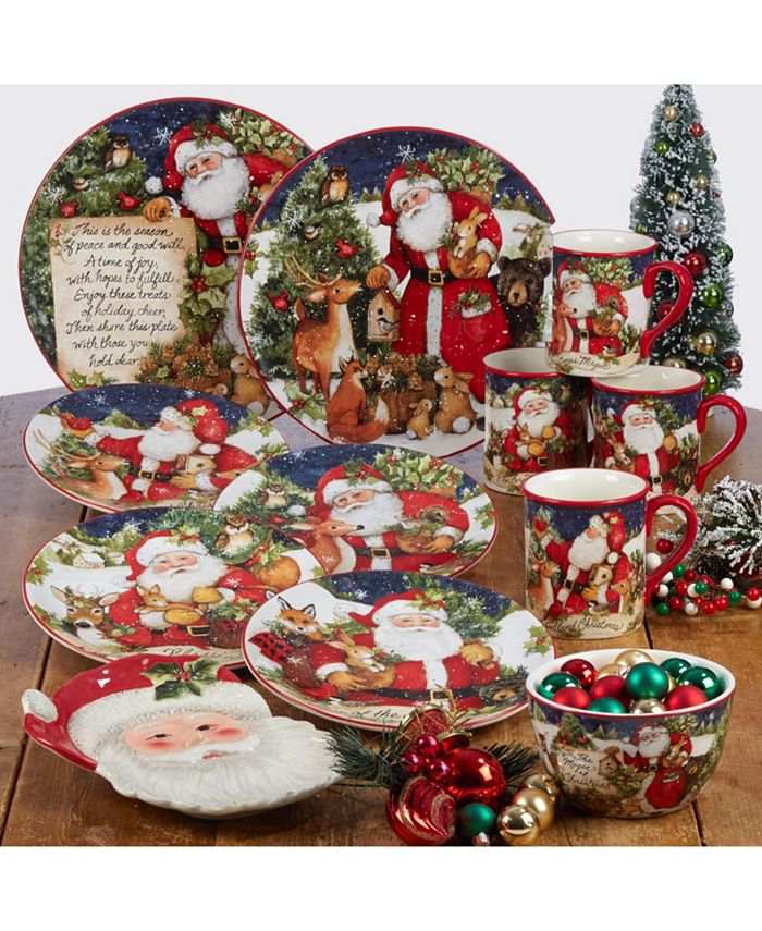 Certified International Magic of Christmas Santa 4 Piece Dinner Plate