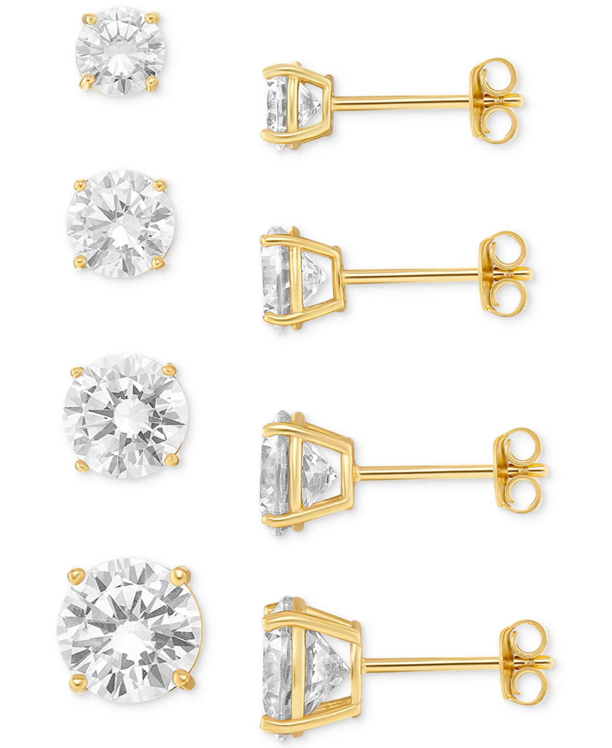 Giani Bernini 4-pc. Set Cubic Zirconia Graduated Solitaire Stud Earrings In 18k Gold-plated Sterling Silver, Creat