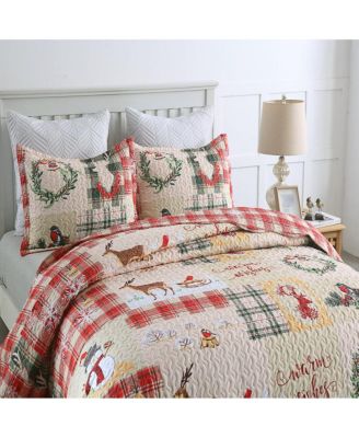3 Piece Christmas Quilt Bedspread Set B021 - King