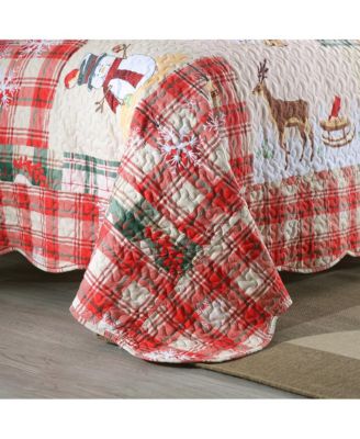 3 Piece Christmas Quilt Bedspread Set B021 - King