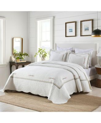 3-Piece 100% White Cotton Oversized Bedspread Quilt Set Sakura - Queen