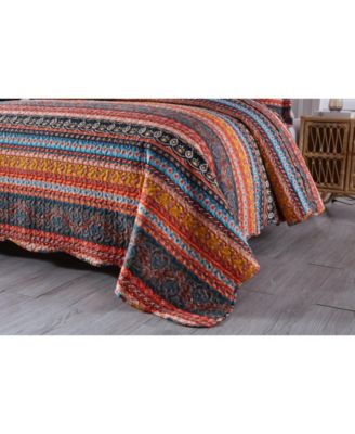 3 Pcs Bohemian Quilt Bedspread Set Boho By012 - Queen