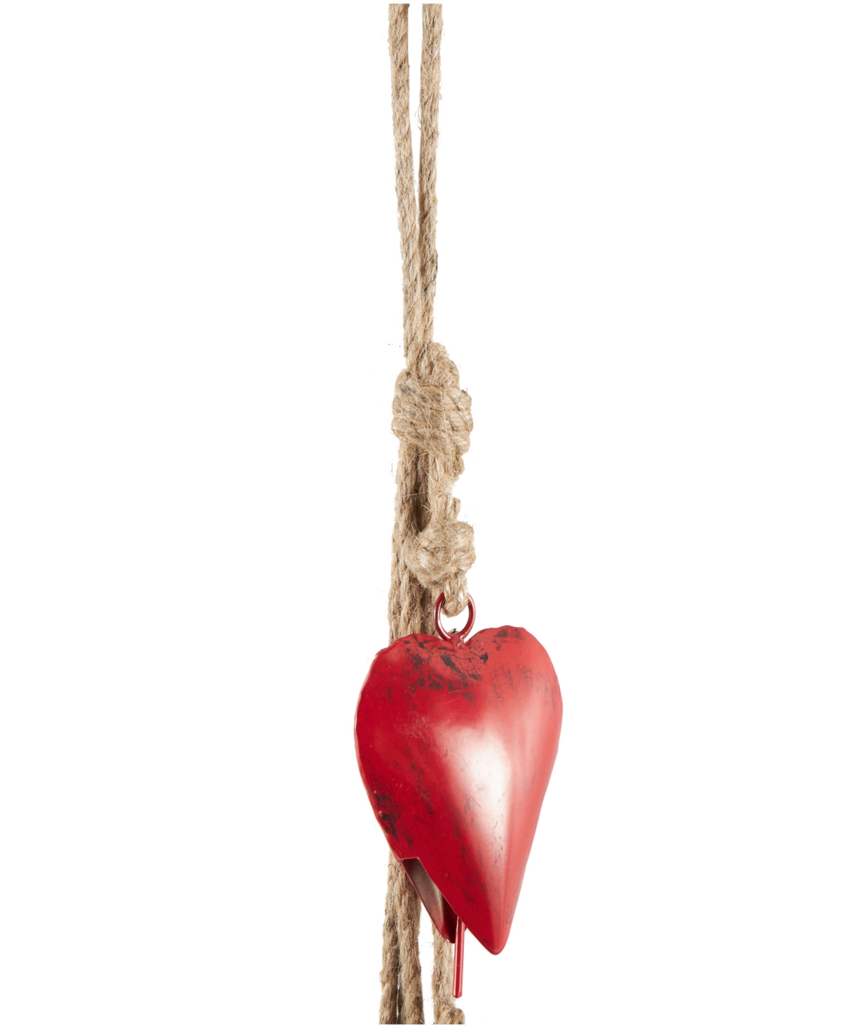 Shop Rosemary Lane Metal Heart Decorative Bell With Jute Hanging Rope, 4" X 2" X 35" In Red