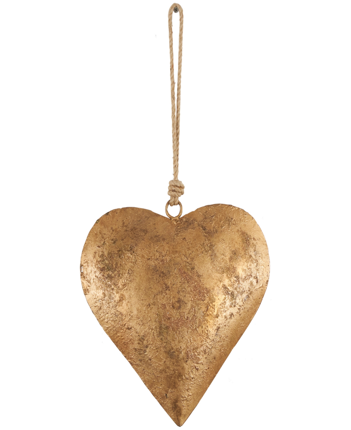 Shop Rosemary Lane Metal Heart Decorative Bells With Hanging Rope Set Of 3, 20", 17", 12" In Gold