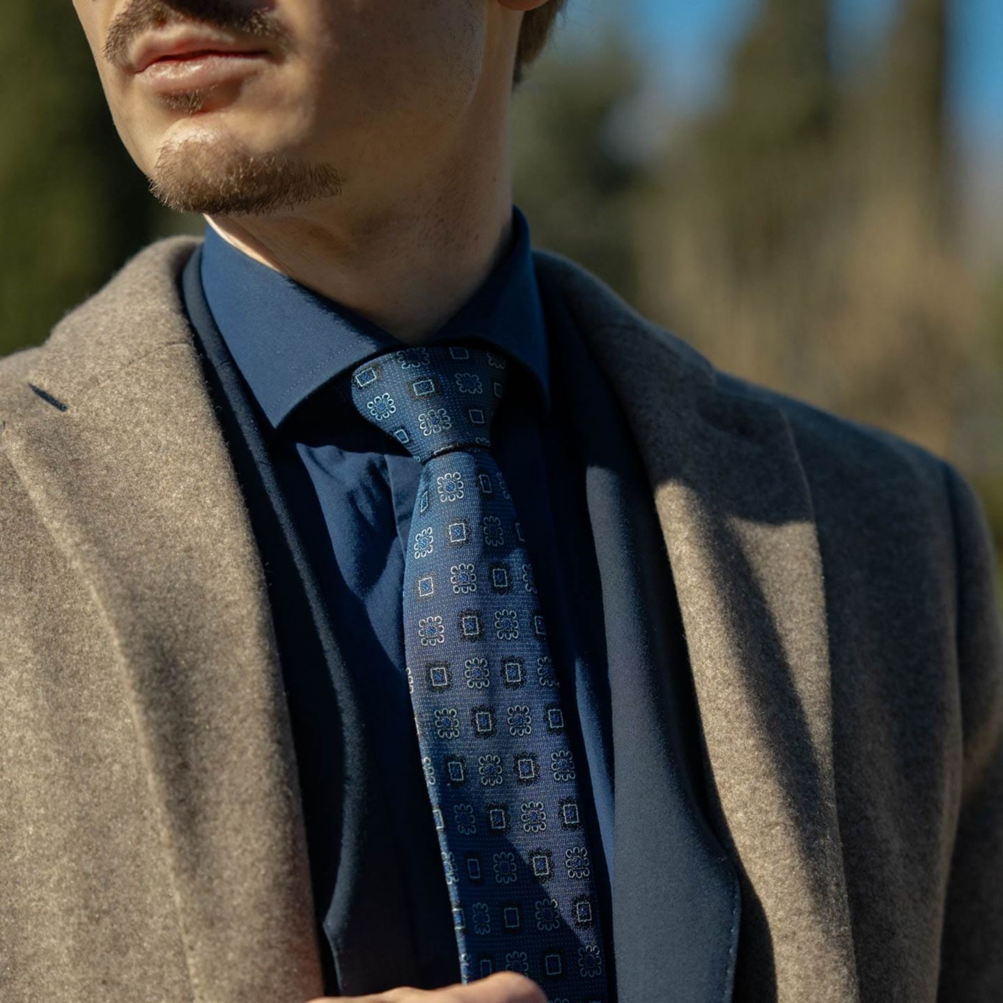 Мужские галстуки Elizabetta Trento - Silk Jacquard Tie for Men, цвет: Синий — фото 2
