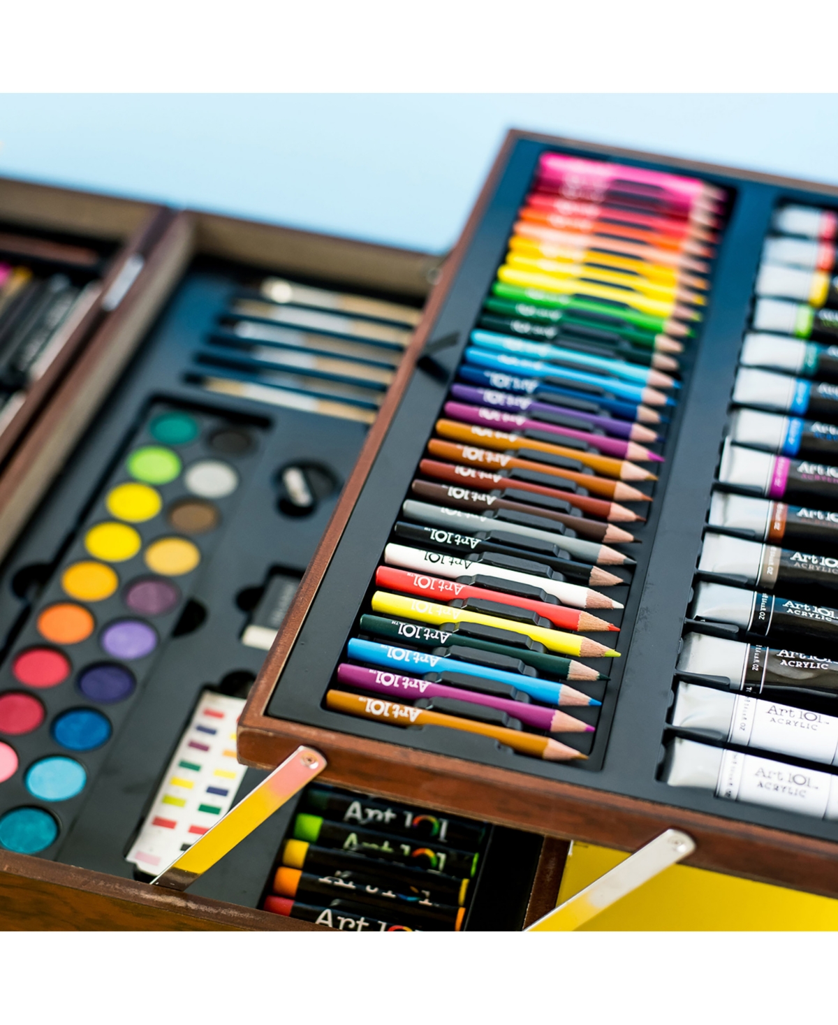 Art 101 Deluxe Artist Wood Set, 215 Pieces In Brown