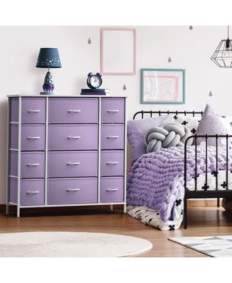 Dresser with 12 Drawers - Chest Organizer Unit with Steel Frame Wood Top and handle - Large Dresser for Bedroom, Hallway & etc