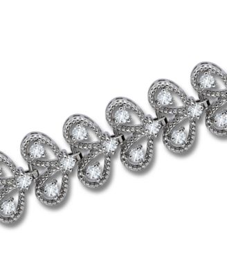Cubic Zirconia Leaf Design Bracelet