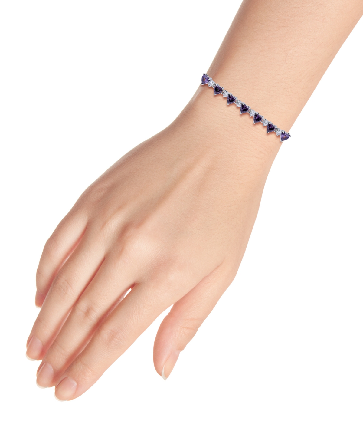 Shop Macy's Cubic Zirconia Purple Clear Heart Alternate Bracelet