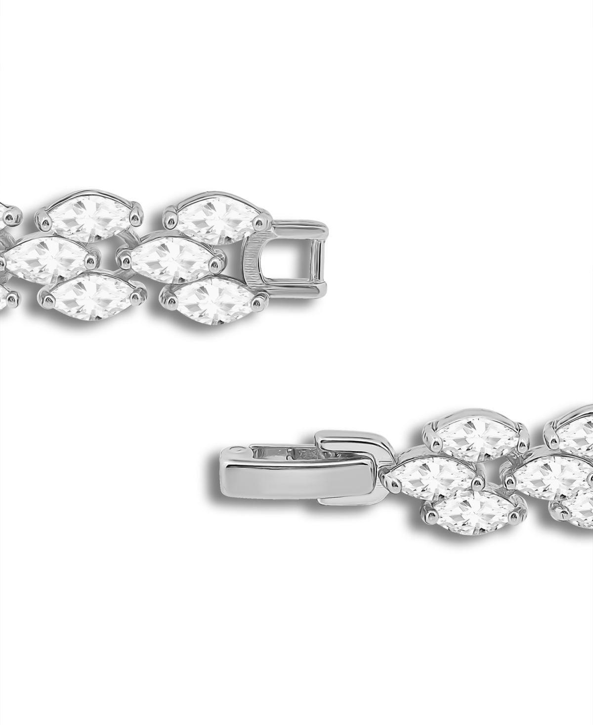 Macy's Cubic Zirconia Marquise Stone 3 Row Bracelet In Silver