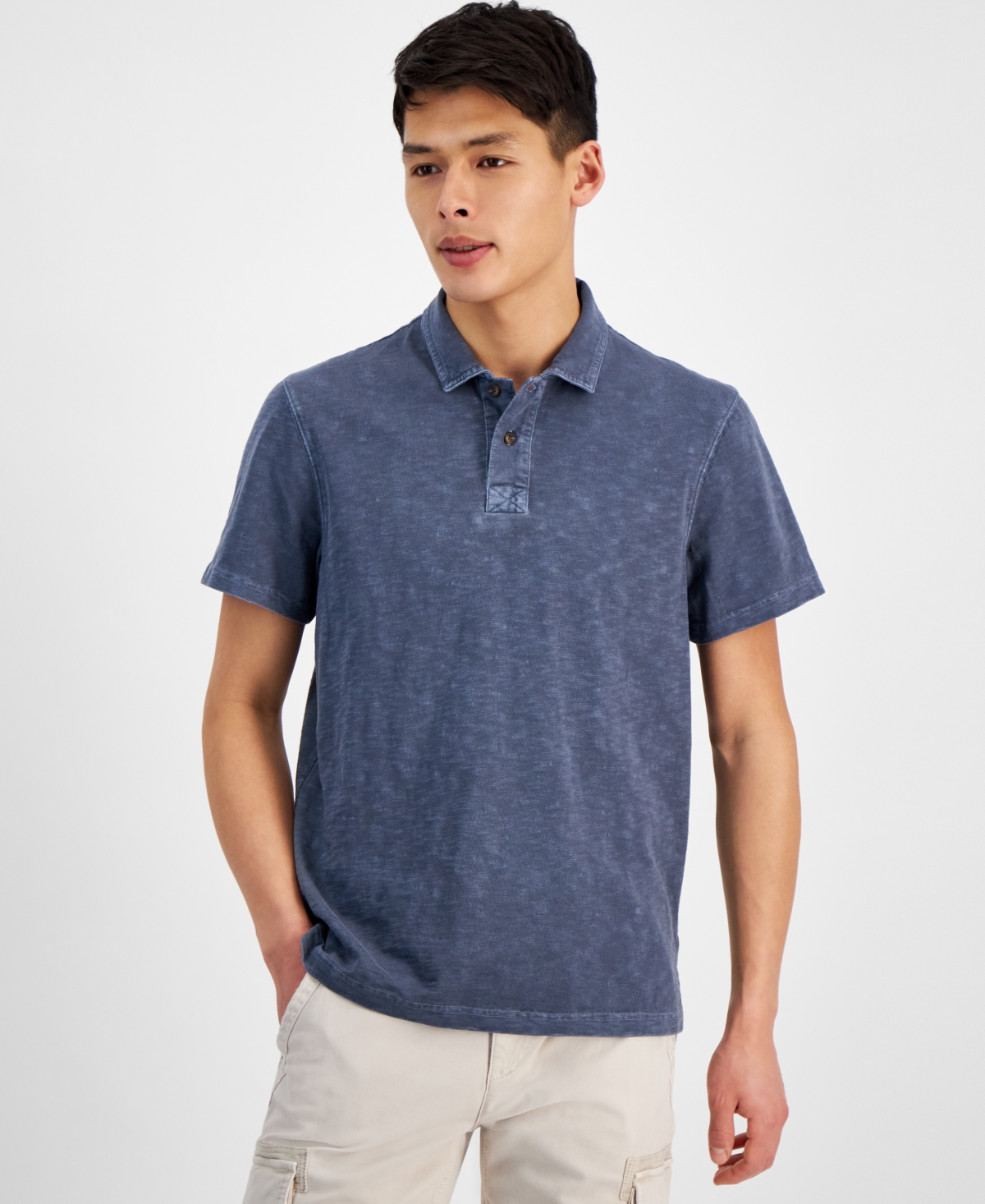 Shop Sun + Stone Men's Regular-fit Textured Polo Shirt, Created For Macy's In Fin
