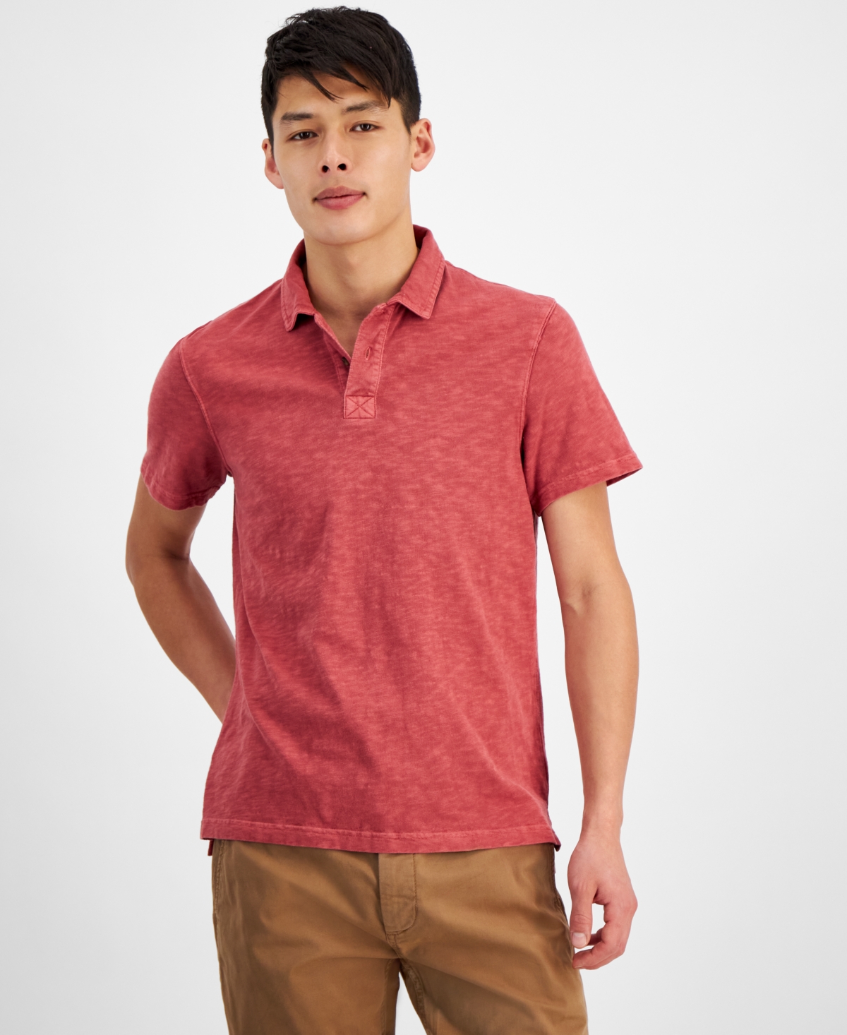 Shop Sun + Stone Men's Regular-fit Textured Polo Shirt, Created For Macy's In Night Flower