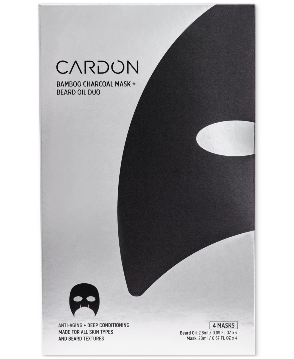 Bamboo Charcoal Mask + Beard Oil, 4-Pk.