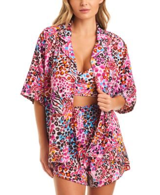 Jessica Simpson - Women's Button-Up Shirt & Smocked Shorts Set