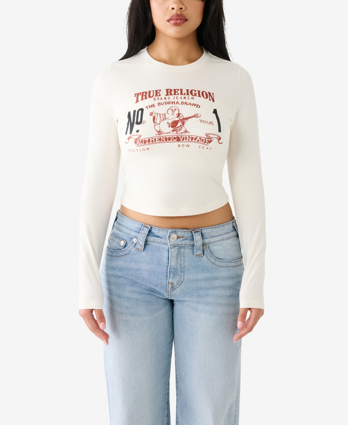 True Religion Women's Long Sleeve Original Logo Baby T-shirt In