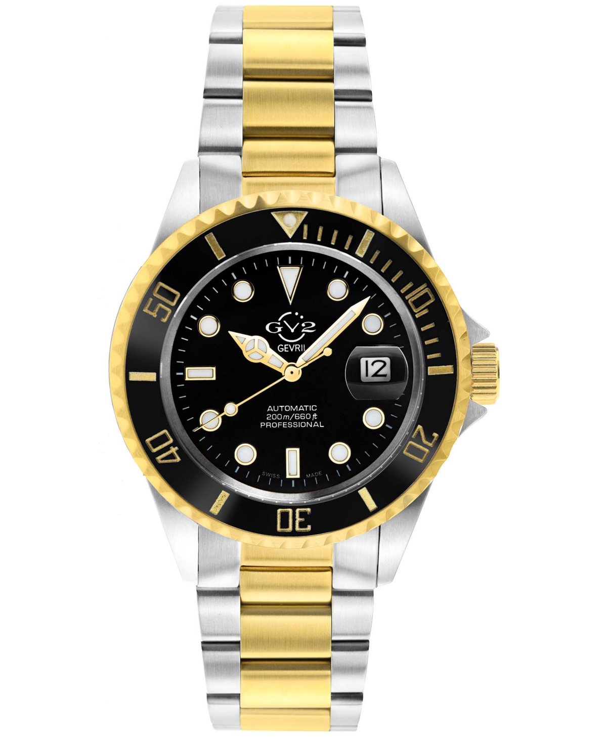 Gv2 By Gevril Liguria Automatic Black Dial Mens Watch 42257 In Black / Gold Tone