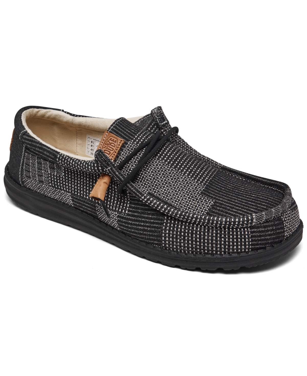 Shop Hey Dude Men's Wally Work Wear Casual Moccasin Sneakers From Finish Line In Black Patchwork