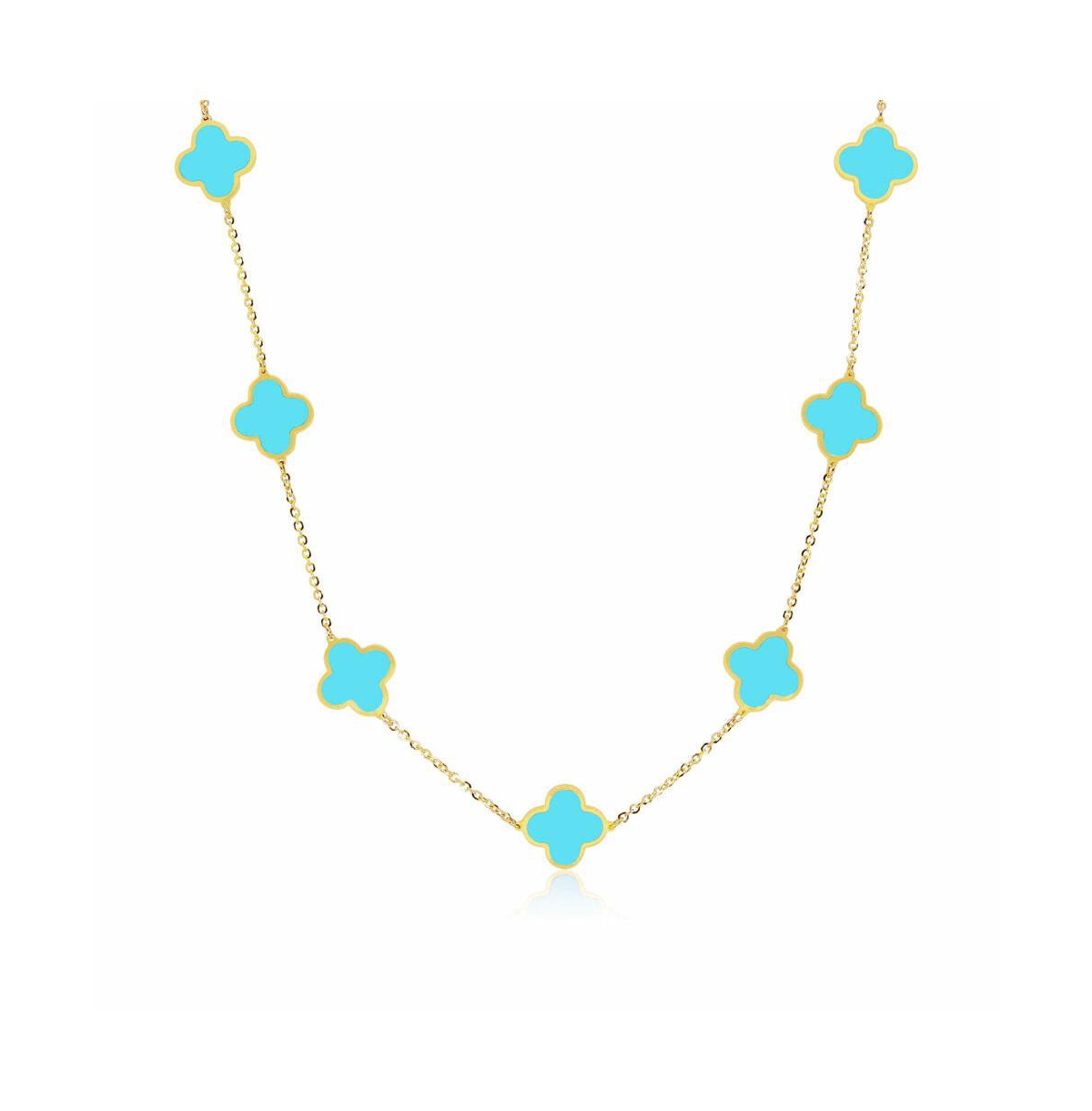 Small Turquoise Clover Necklace - Turquoise/aqua