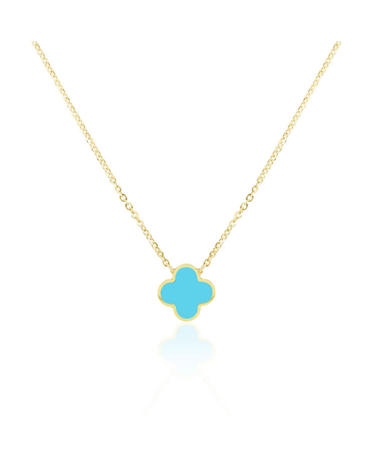 Small Turquoise Single Clover Necklace - Turquoise/aqua