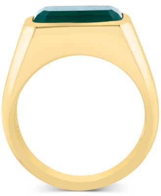 EFFY&reg; Men's Green Onyx Solitaire Ring in Gold-Plated Sterling Silver