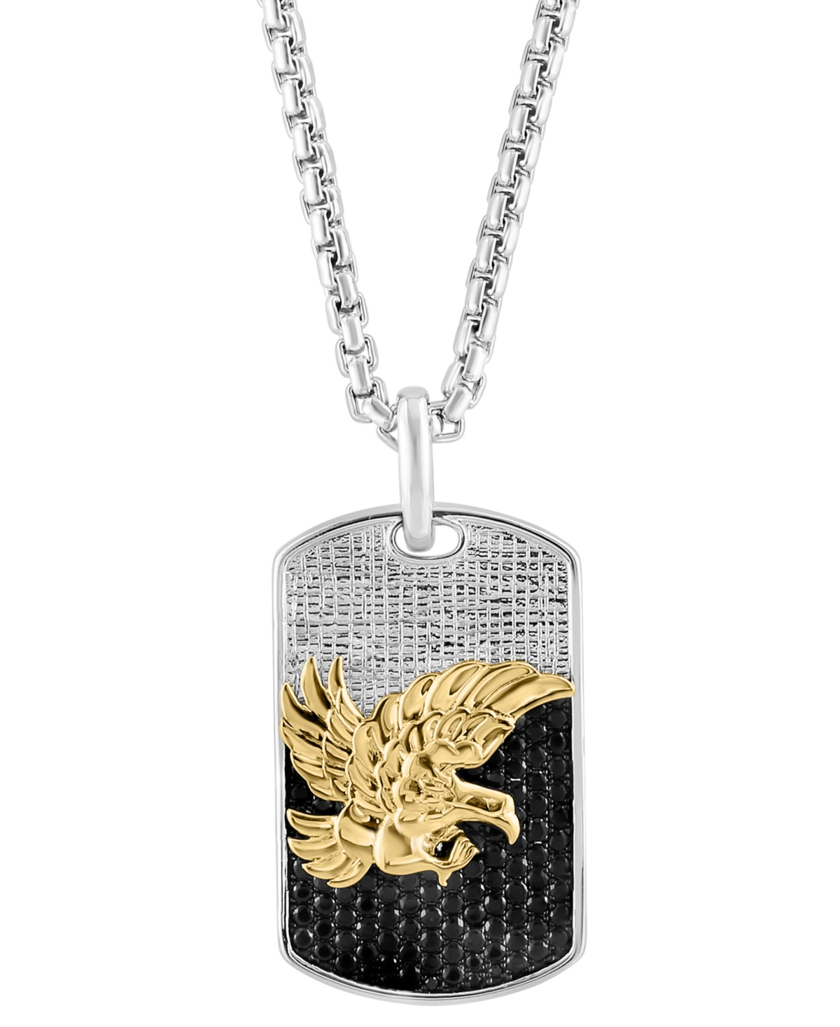 Effy Men's Black Spinel Eagle Dog Tag 22