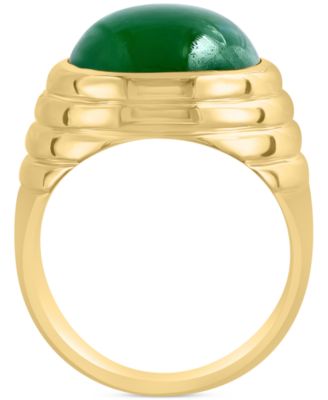 EFFY&reg; Men's Dyed Jade Cabochon Ring in Gold-Plated Sterling Silver