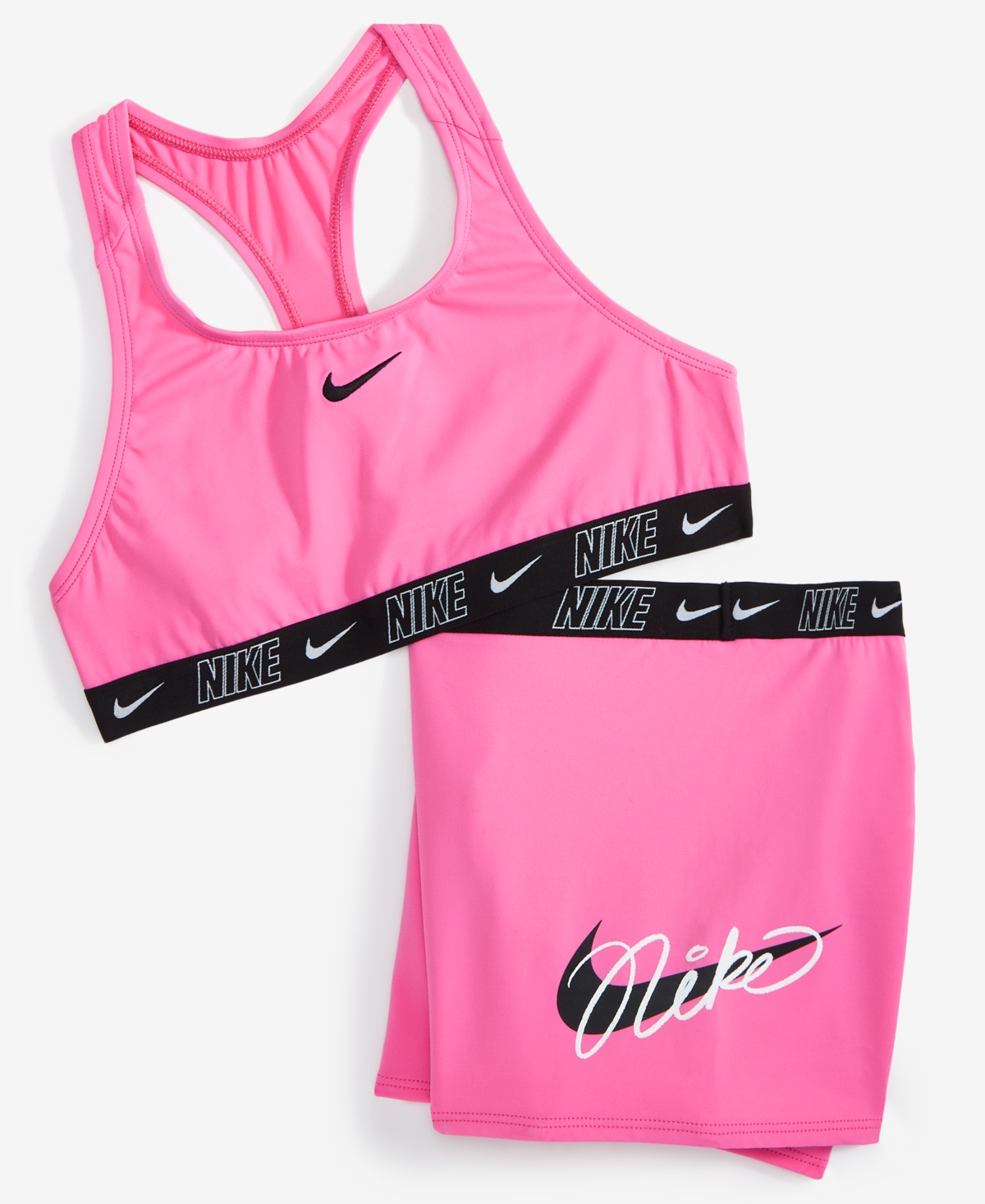 Nike Big Girls Logo Tape Racerback Top and Swim Shorts, 2 Piece Set