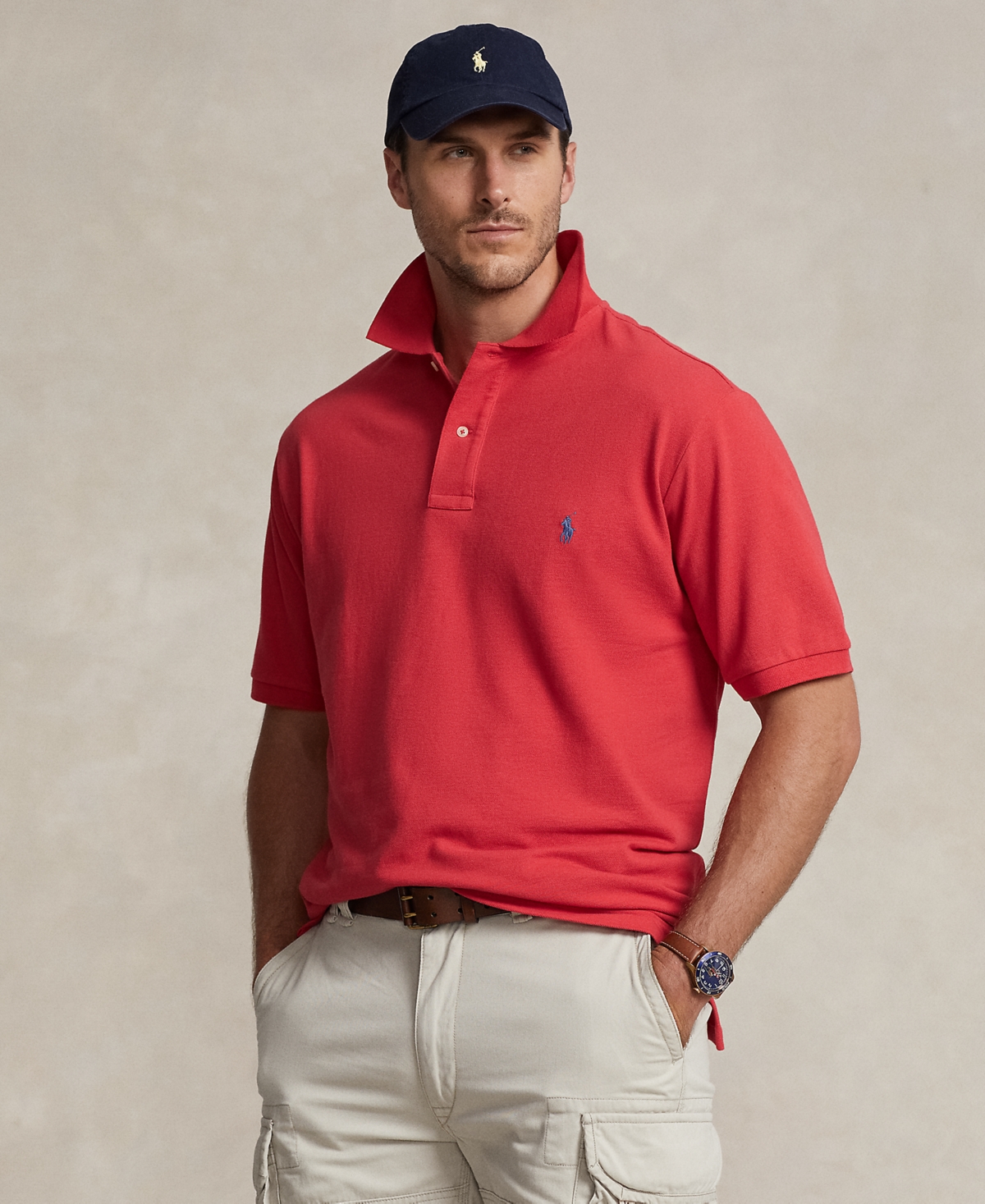 Shop Polo Ralph Lauren Men's Big & Tall The Iconic Mesh Polo Shirt In Post Red