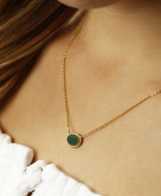 Malachite Oval Rope-Framed Pendant Necklace in 14k Gold, 18" + 1" extender (Also in Lapis Lazuli)