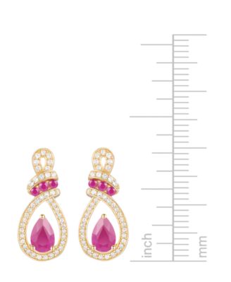 Emerald (1-1/5 ct. t.w.) and Diamond (1/4 ct. t.w.) Drop Earrings in 14k Yellow Gold (Also Available in Ruby)