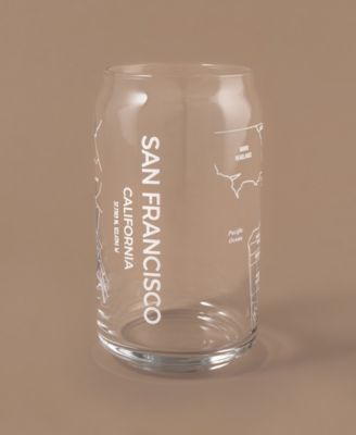 THE CAN San Francisco Map 16 oz Everyday Glassware, Set of 2