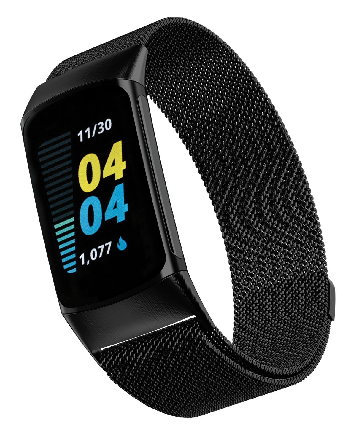 Unisex Black Stainless Steel Mesh Band Compatible with Fitbit Charge 5 and 6 - Black