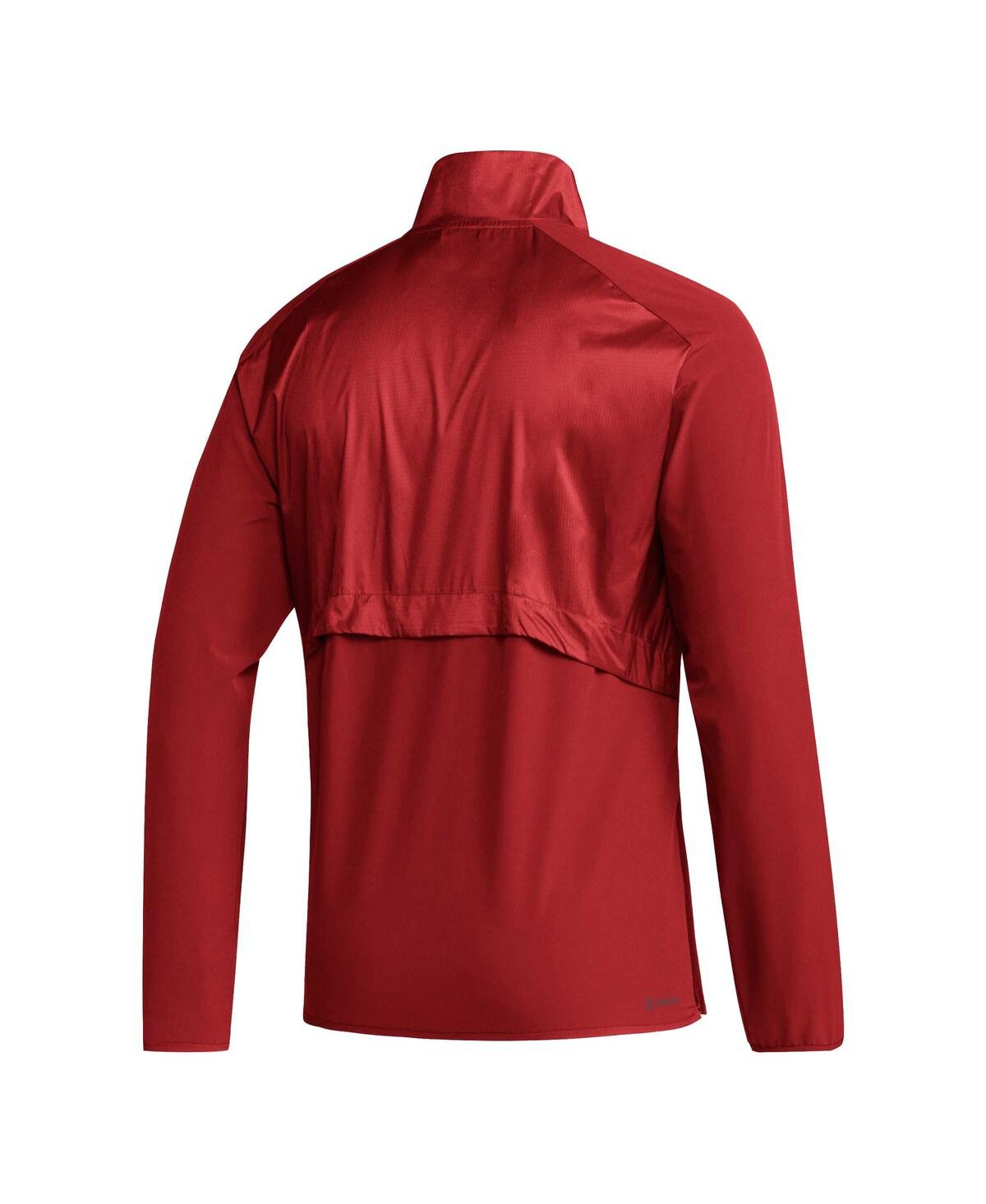 Men's adidasIndiana Hoosiers Sideline Aeroready Raglan Sleeve Quarter-Zip Jacket - Crimson