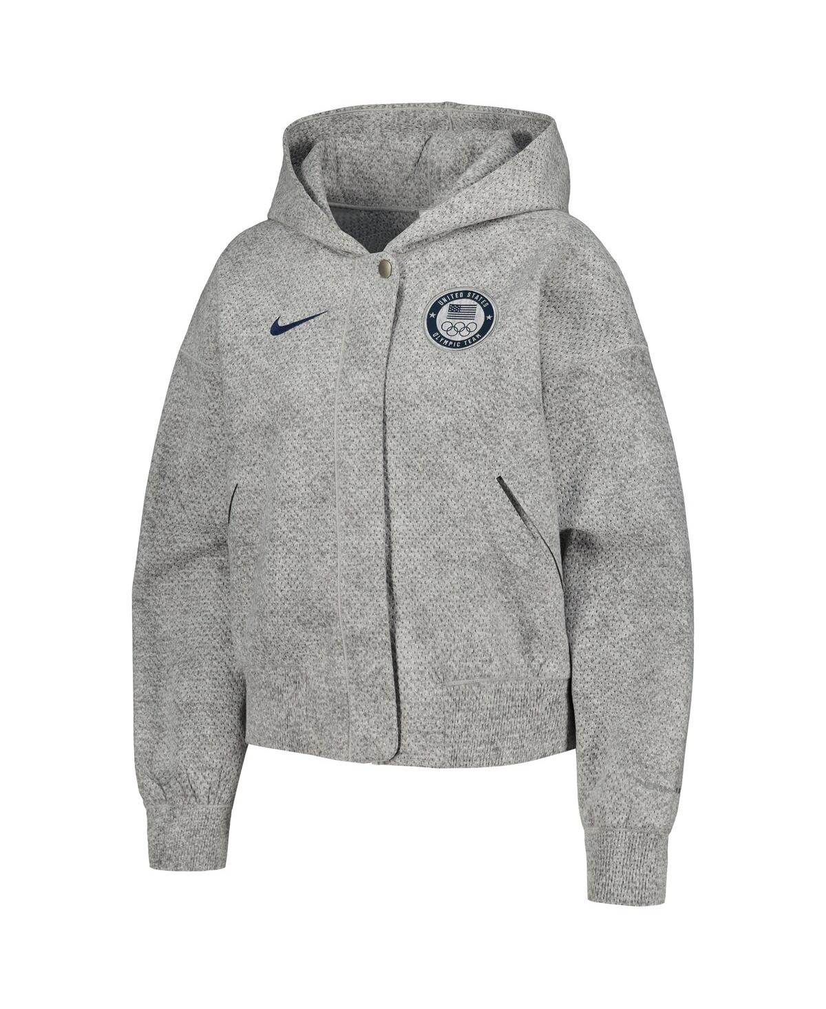 Women's NikeTeam Usa Media Day Oversized Cropped Hoodie Performance Full-Zip Jacket - Gray