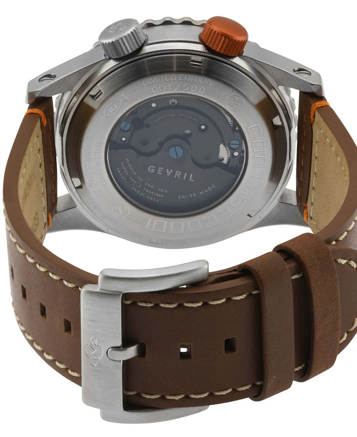 Shop Gv2 By Gevril Men's Contasecondi Brown Italian Leather Watch 43mm In Silver