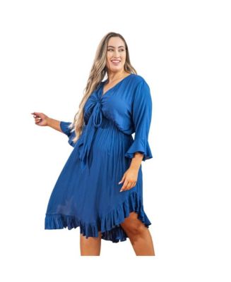 knee length dresses for ladies Arielle Off Shoulder Ruffle Midi Dress / Plum | Meshki