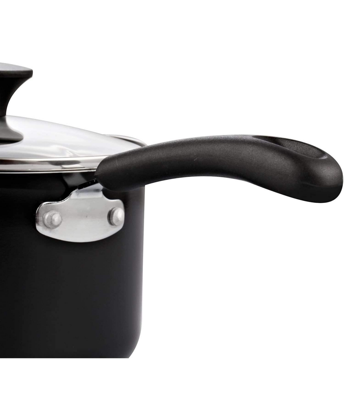 Cook N Home Nonstick Saucepan set, 1Qt and 2Qt with glass lid,- Black
