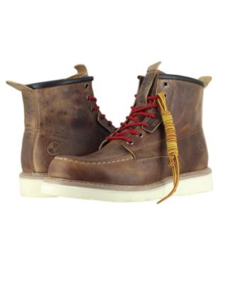 Men's 6” Moc Toe Work Boots for Men – Wedge Steel Toe Boots – Vibram EVA Outsole – EH Rated