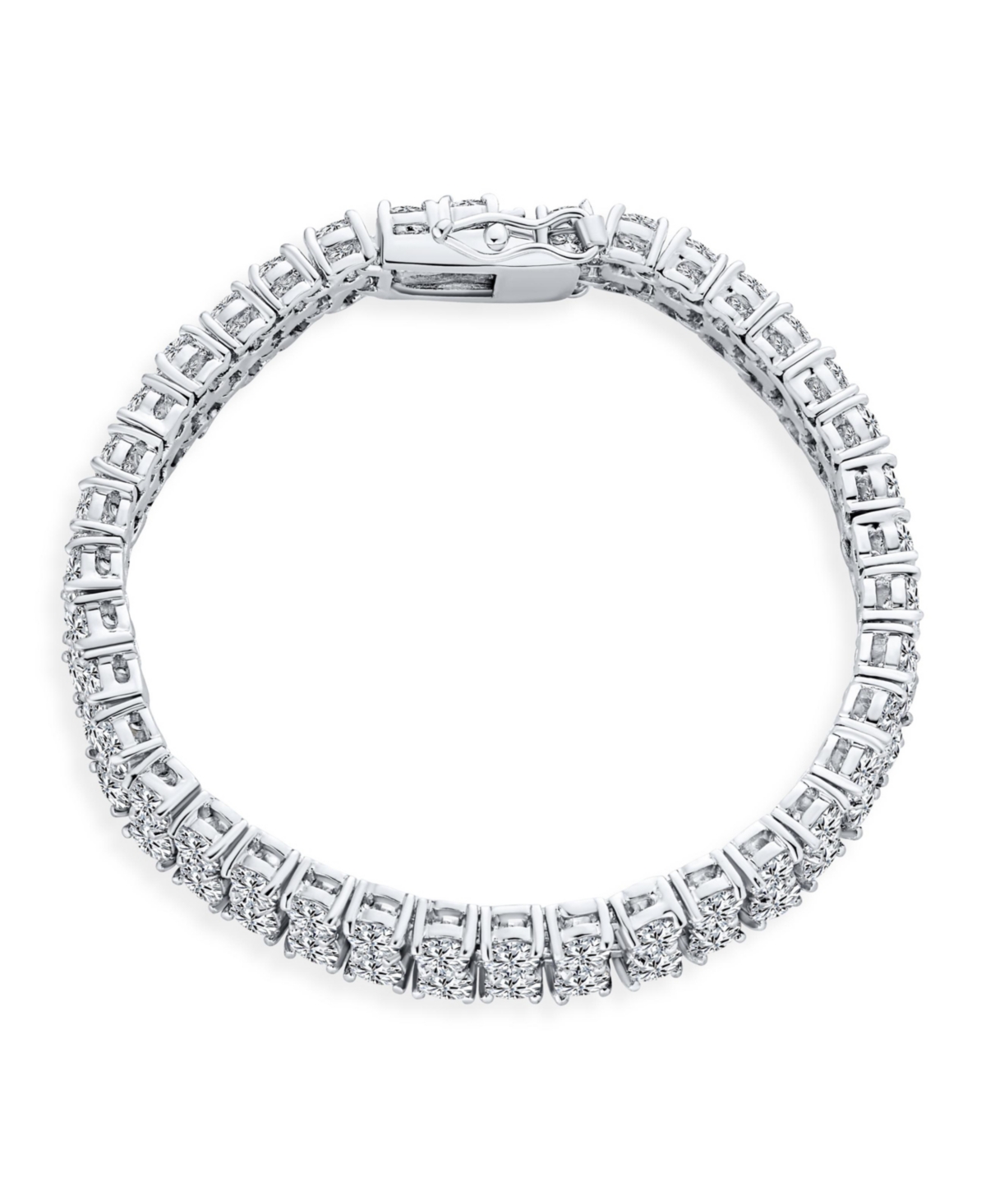 Bling Jewelry Jewelry Two Row Fashion Statement Cz Cubic Zirconia Wide Tennis Bracelet For Women Rhodium Plated Brass Inches
