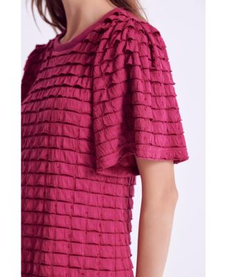 Women's Tiered Jersey Mini Dress With Embroidery