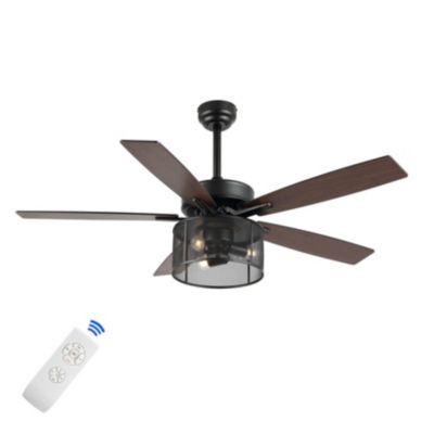 Max Farmhouse Industrial Iron/Wood Mobile App remote Controlled LED Ceiling Fan