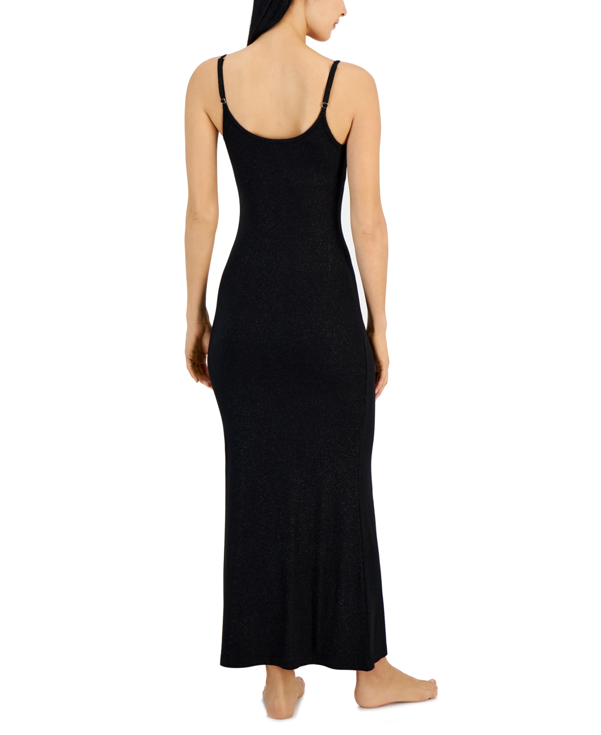 Shop Inc International Concepts Women's Sparkle Knit Nightgown, Created For Macy's In Deep Black