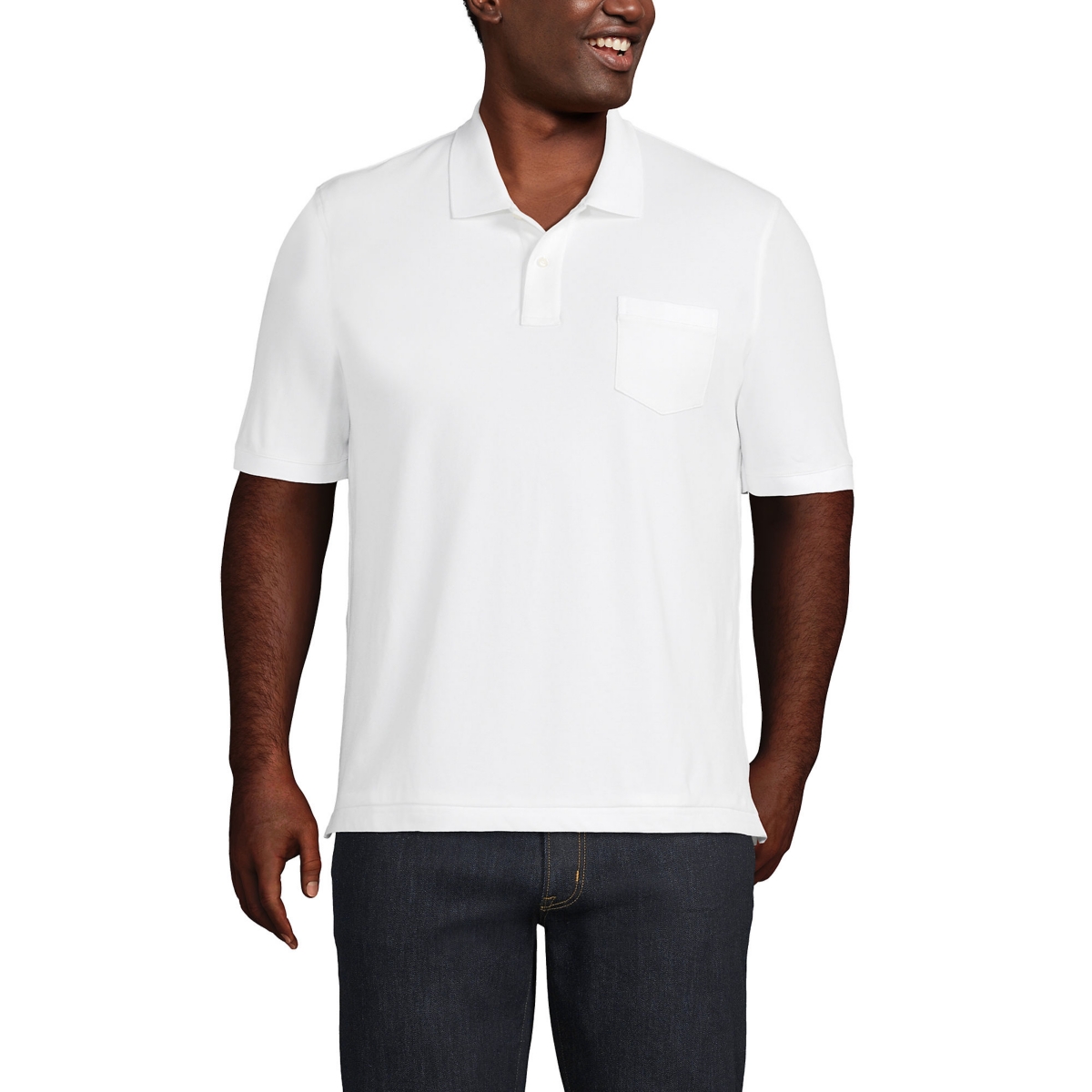 Big & Tall Short Sleeve Comfort-First Mesh Polo Shirt With Pocket - White