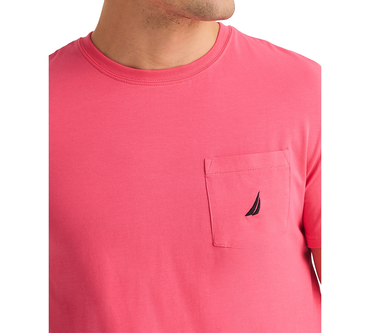 Nautica Men's Classic-fit Solid Crew Neck Pocket T-shirt In Bright Pink