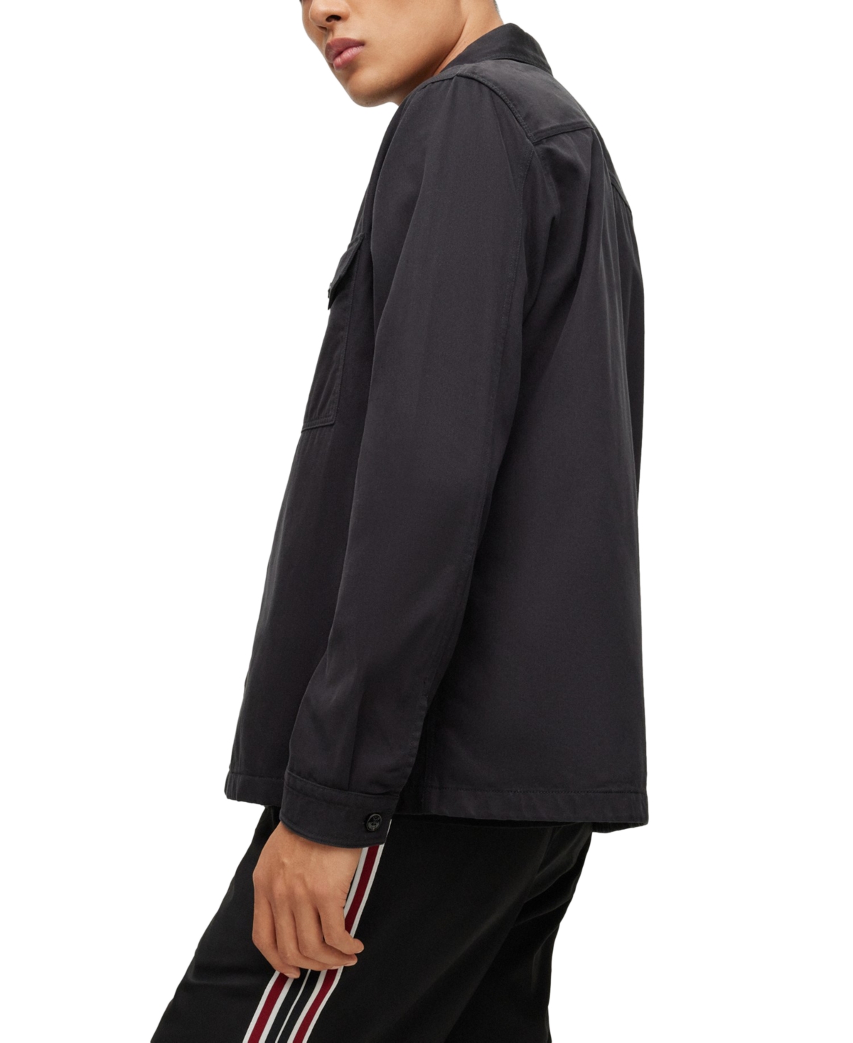 Hugo Boss Oversize-fit Overshirt In Cotton Gabardine In Black