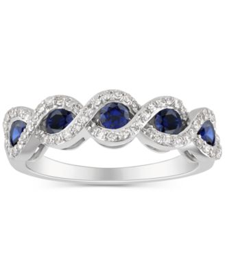 Macy's - Emerald (5/8 ct. t.w.) & Diamond (1/4 ct. t.w.) Infinity Ring in 14k White Gold (Also in Ruby & Sapphire)