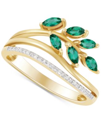 Macy's - Emerald (1/2 ct. t.w.) & Diamond (1/20 ct. t.w.) Vine Motif Ring in 14k Gold (Also in Ruby & Sapphire)